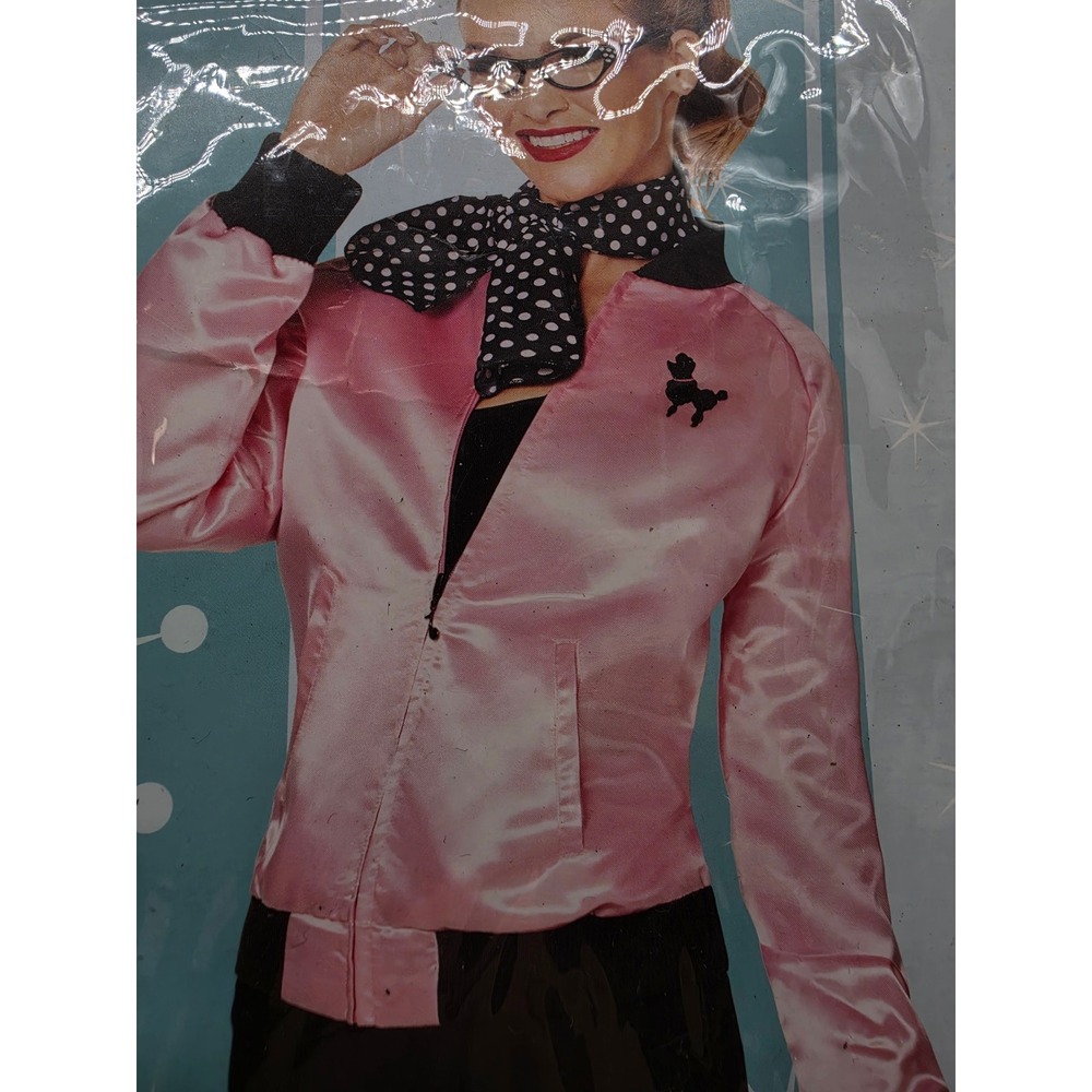 Spirit Halloween Pink Satin 1950s style poodle Jacket Costume Adult Large - Picture 3 of 11